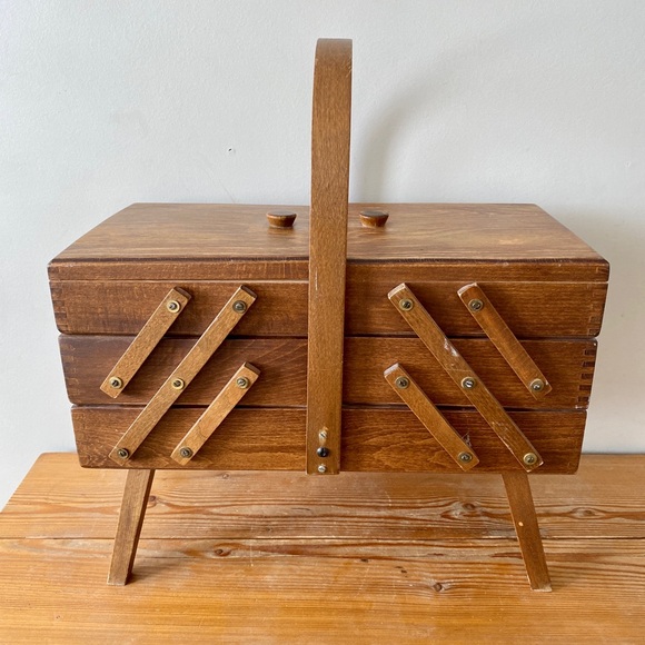 Other - Vintage Accordion Sewing Box Craft Storage